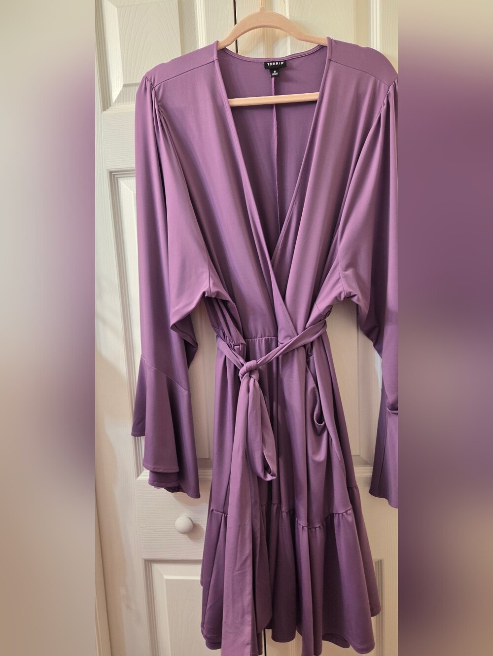 torrid Lavender Wrap Robe with Tie Waist and Flared Sleeves
